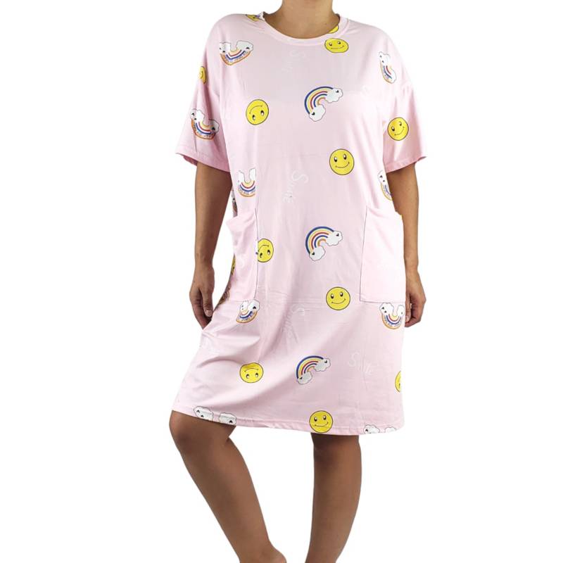LIKE SHOP - Pijama Mujer Verano. Camisa De Dormir Juvenil,  Arcoiris Bolsillo 566
