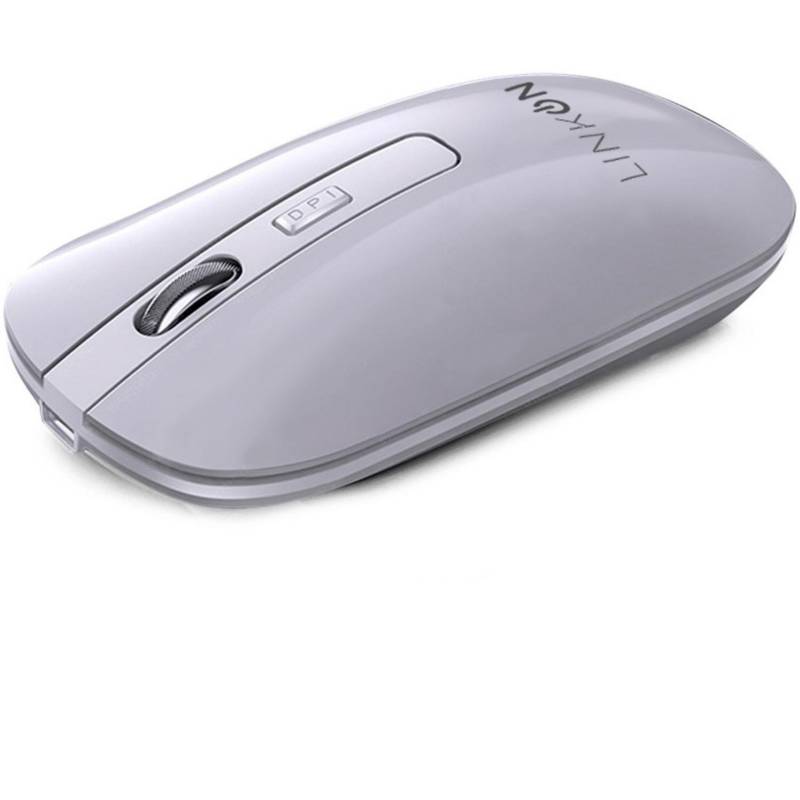 LINKON - Mouse Inalambrico Dual Bluetooth Usb Recargable Para Mac Win - Blanco