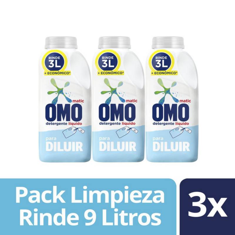 OMO - Detergente Liquido Para Diluir Omo 500ml Rinde 3lts Pack X3