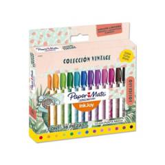 PAPER MATE - Set 16 lápices pasta Inkjoy Tinta Ultra Suave Vintage