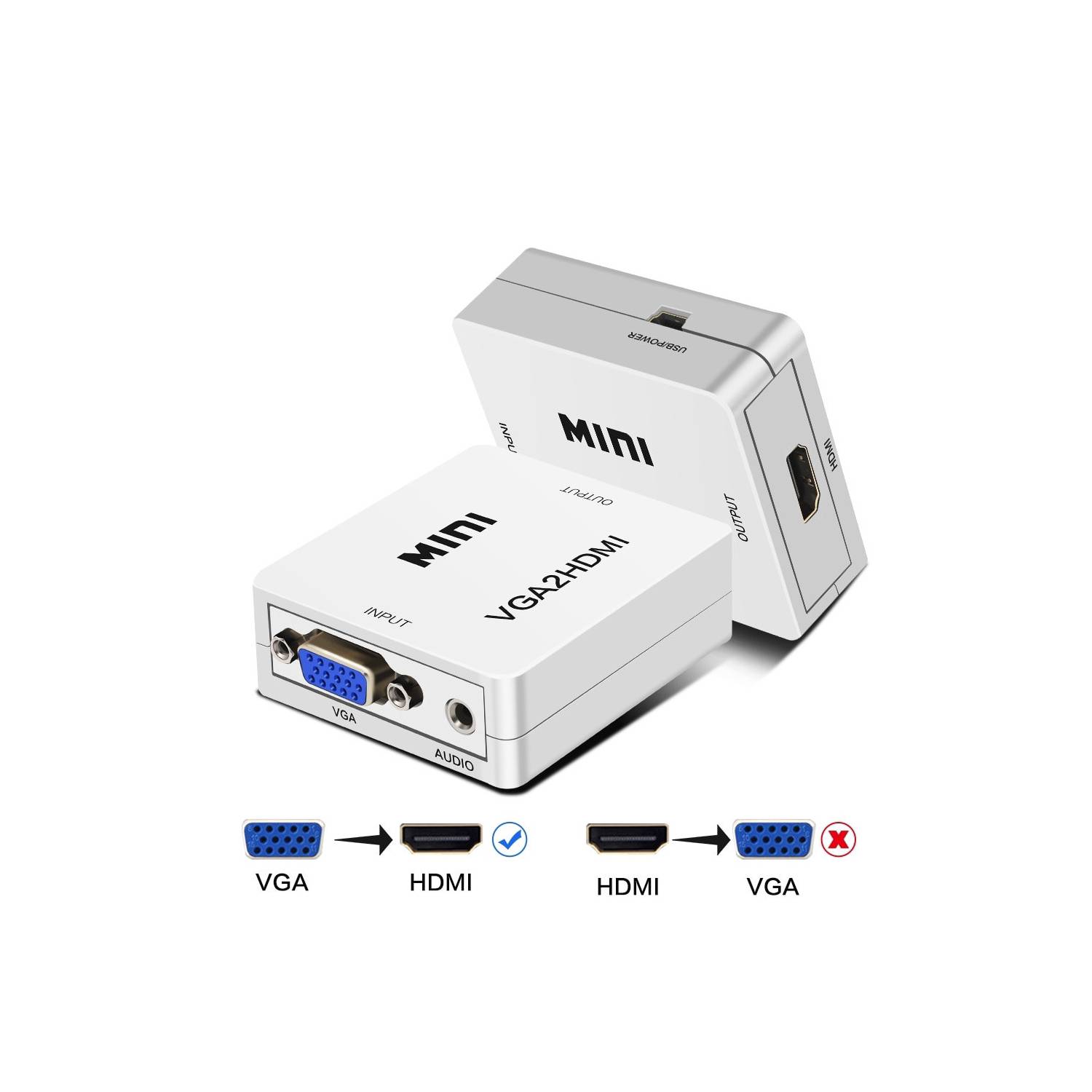 ADAPTADOR VGA A HDMI FULL HD 1080 MINI 