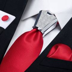 SONEC - Corbata para regalo Hombre con nudo metalico paño y colleras en Caja