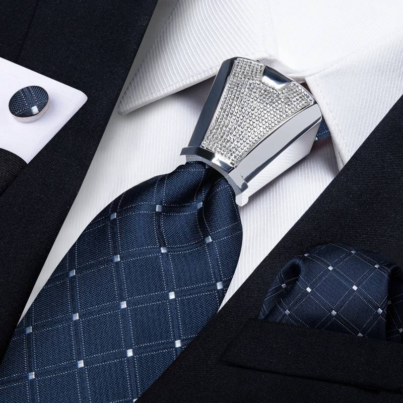 SONEC Corbata para regalo Hombre con metalico paño y colleras en Caja |