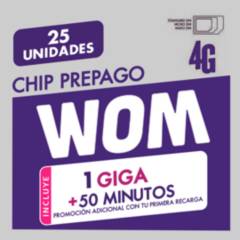 WOM - 25 chip WOM con 1gb + 50 minutos