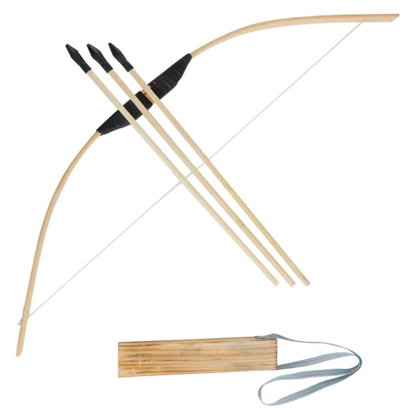 Arco y flechas de madera con carcaj para jóvenes y conjunto de 3 flechas