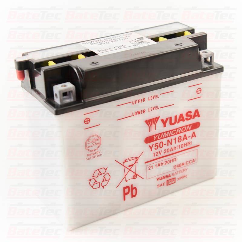 YUASA - Yuasa Y50-N18A-A 20Ah Batería de moto larga duración - Tecnología Convencional