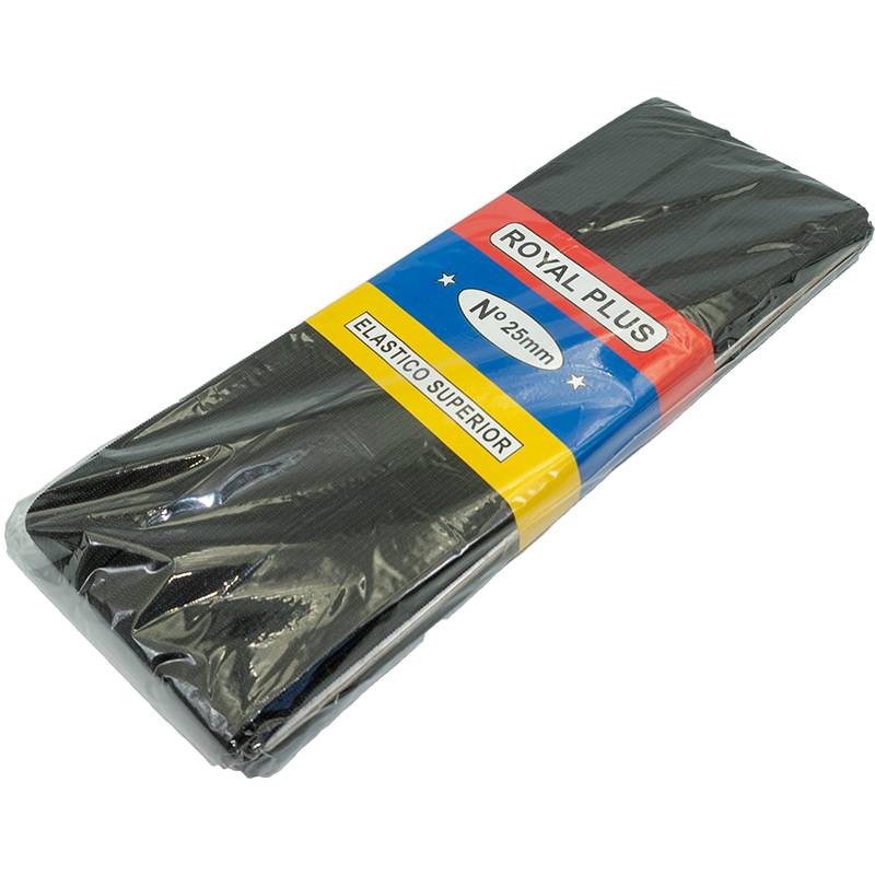 GENERICO - Elástico Negro 25mm de ancho, pieza de 10 mts
