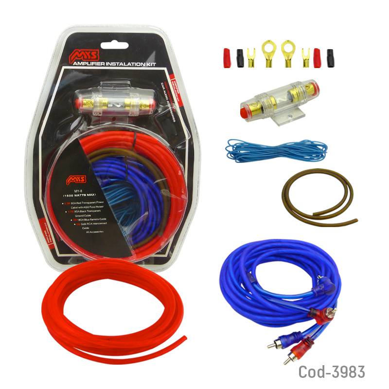 GENERICO Kit Cables Para Amplificador Subwoofer 1500w Auto