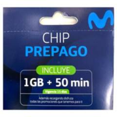 GENERICO - Chip Prepago Movistar 1 GB + 50 Min por 15 Días
