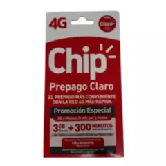 CLARO - CHIP PREPAGO CLARO 300 MINUTOS Y 3 GB