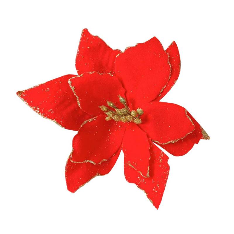 OEM Pack 10 Flores Navideñas Realista Color Rojo 
