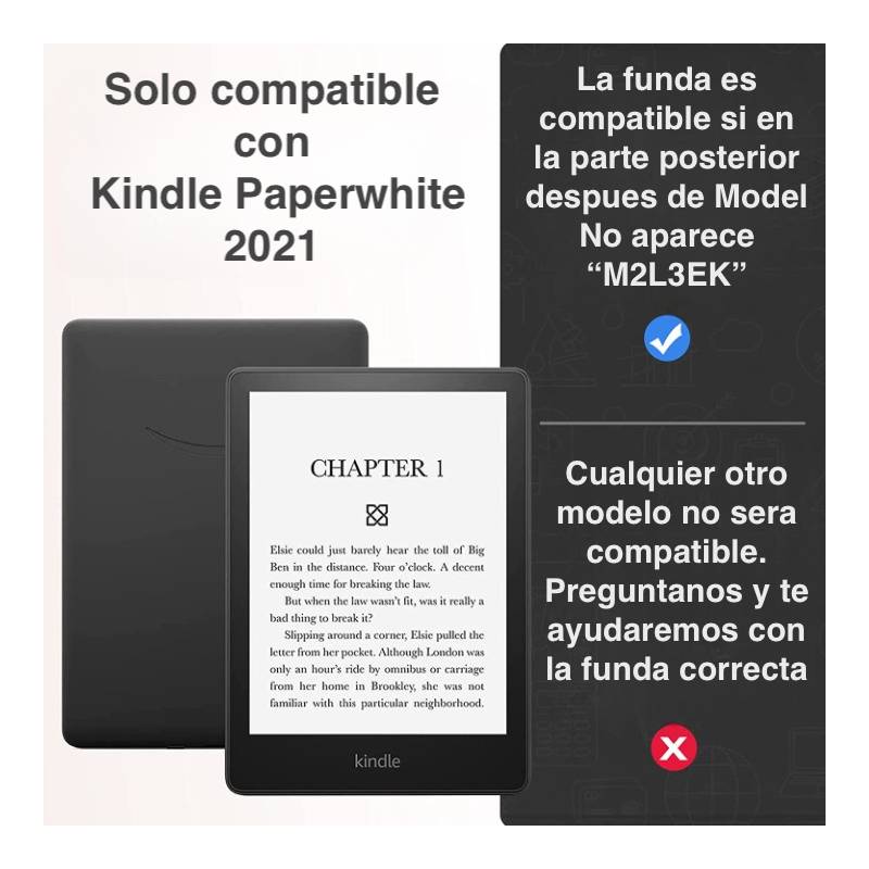GENERICO Funda Protectora Microfibra Kindle Paperwhite 2021 11va Gen 6.8  Negra