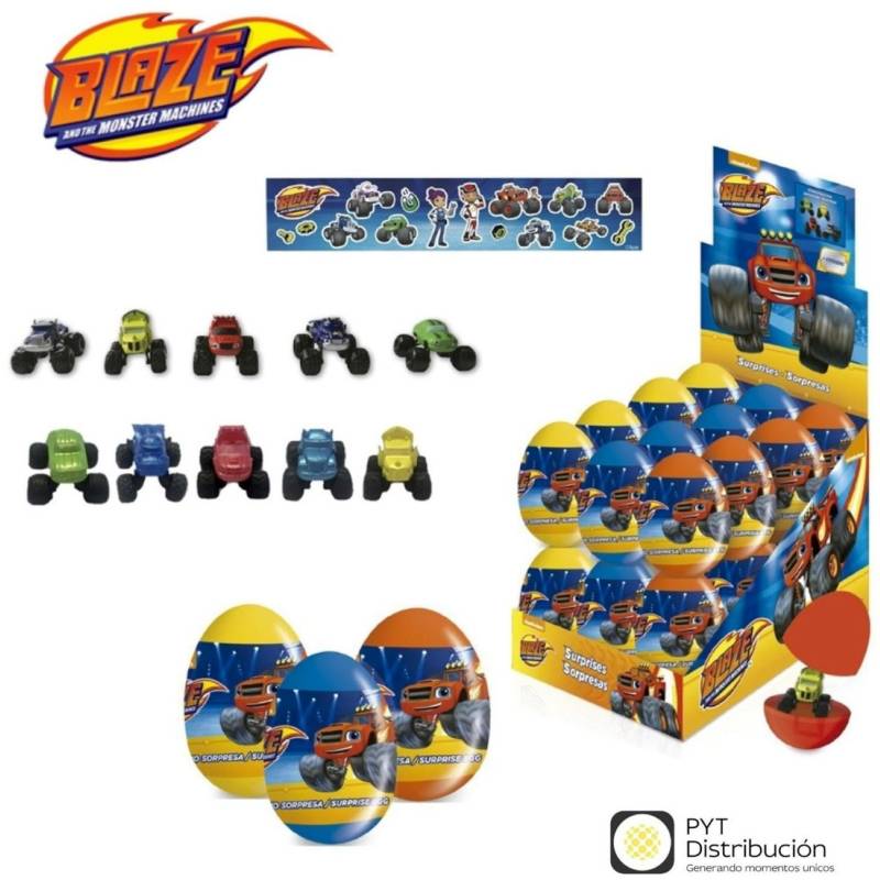 BLAZE - Huevo Sorpresa Con Toys 3D + Stickers x 24