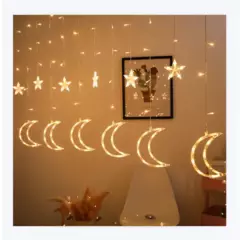 GENERICO - Luces Led Navidad Cascada Luna Estrella Decorativa Guirnalda Cálida