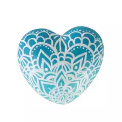 CREA TALLER - Corazón gordo decorativo de cerámica pintado a mano turquesa