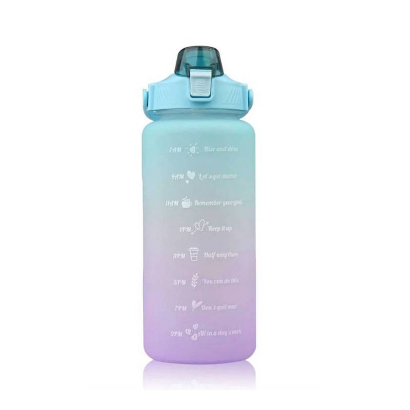 GENERICO Botella Agua Motivacional 2 Litros Con Funda rosada.