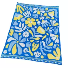 WILD ME - Manta Cyan-Blue fleurs 1.30 x 1.60 mt