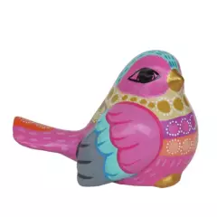 CREA TALLER - Pájaro decorativo de cerámica pintado a mano Rosa