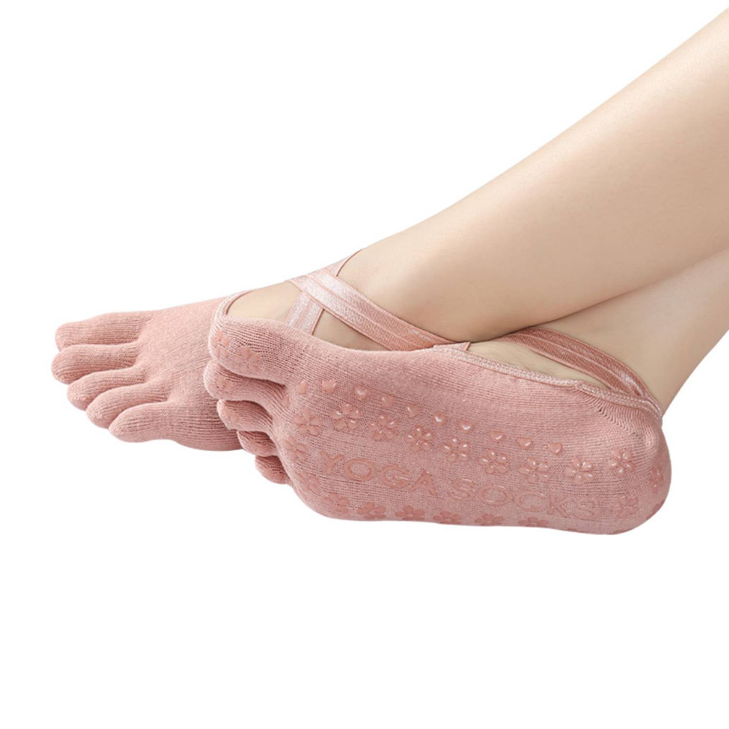 Paquete de 2 calcetines sin dedos para yoga, pilates, para mujer