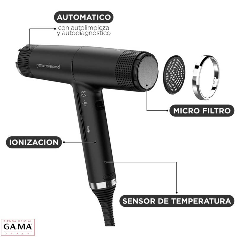 GAMA Italy - Secador de pelo profesional IQ Perfetto, ligero, potente  secador de pelo profesional con difusor y 2 herramientas de fijación de  boquilla