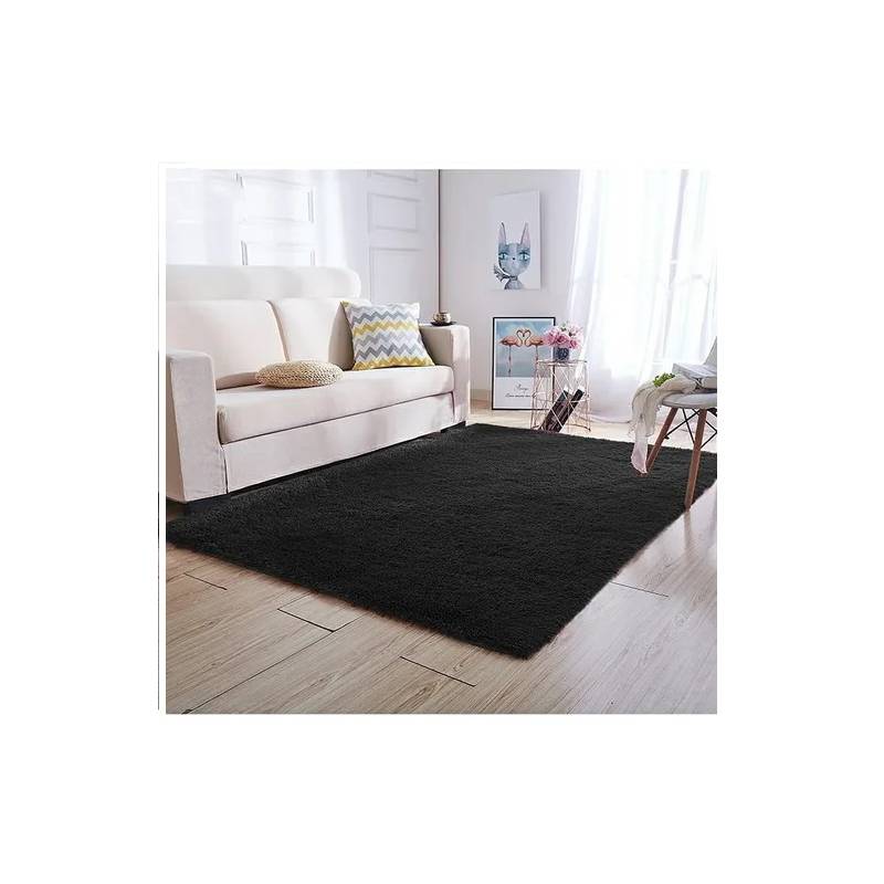 Generico Alfombra Peluda Tipo Shaggy 300cm X 200cm Negro