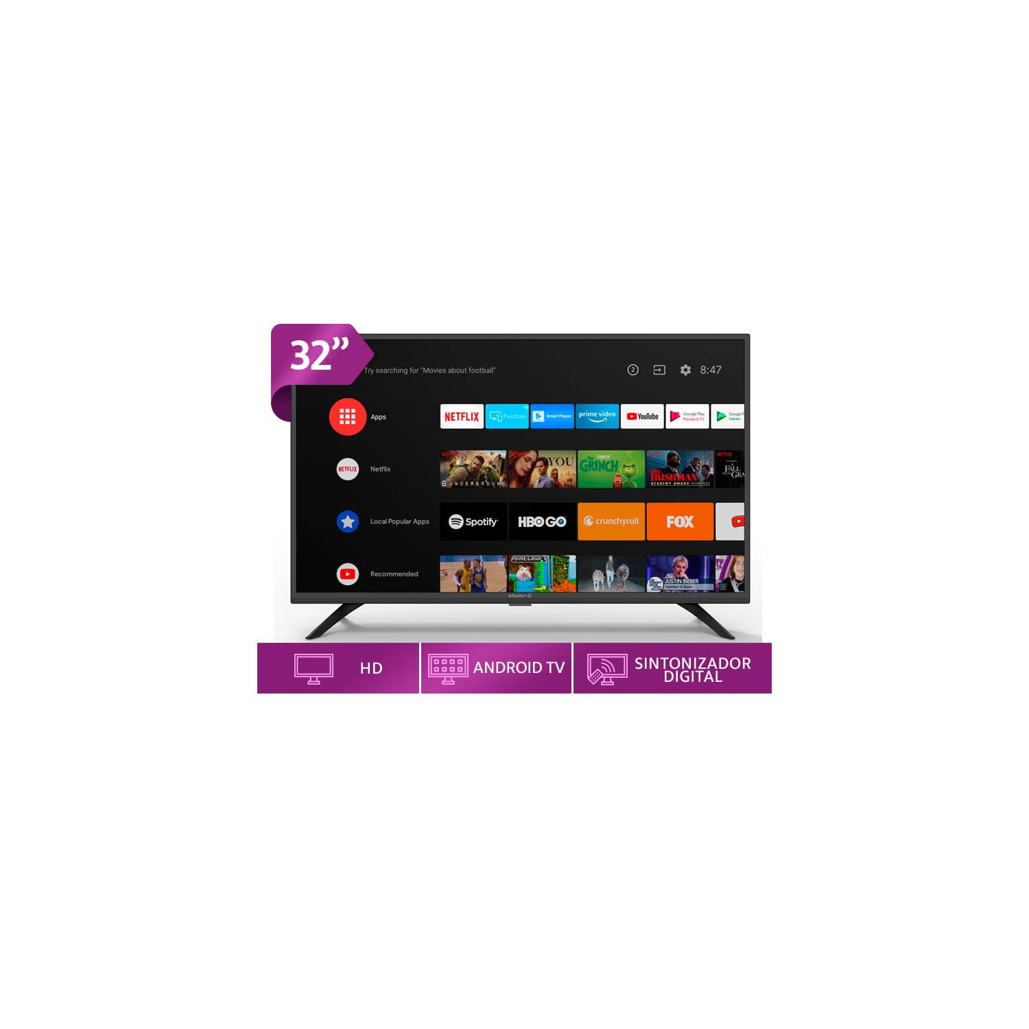 MASTER G Tv Smartv 32 Pulgadas Master G Android y Control por Voz