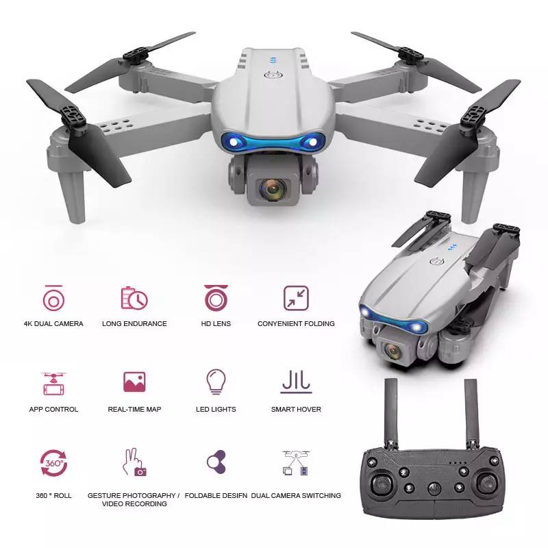 ACTUAL Dron 4k Doble Cámara Wifi Plegable Bolso Recargable Via Usb