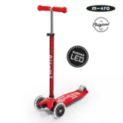 MICRO - Scooter Micro Maxi Deluxe LED Rojo, Niños 5 a 12 años