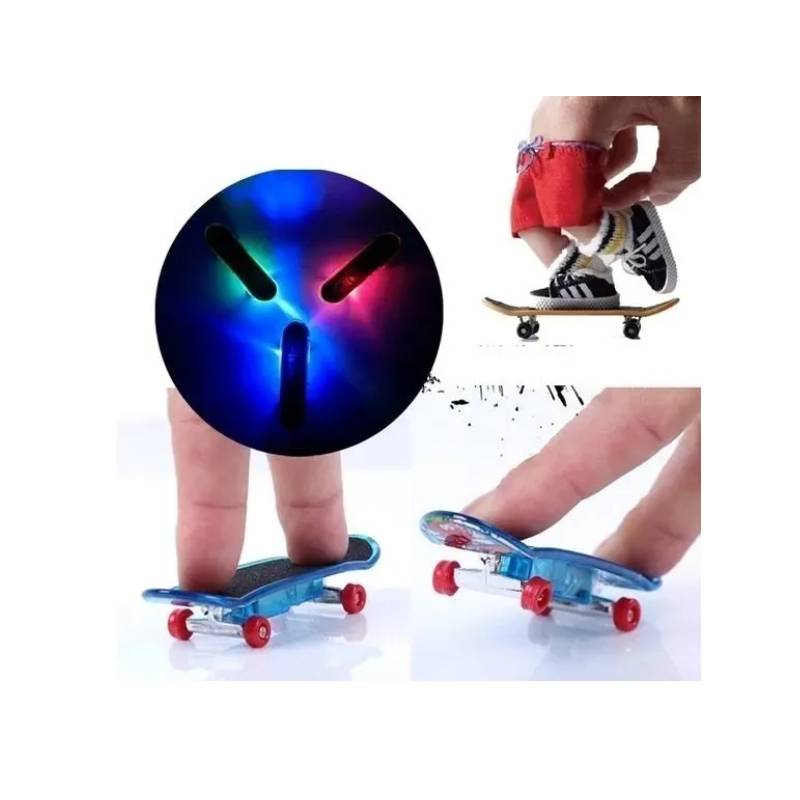 GENERICO Set 3 Patinetas Skate Finger Con Luz Para Dedos Y Accesorios