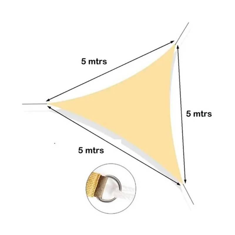 GENERICO Toldo Vela Impermeable Triangular Para Terraza 5 mt
