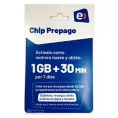 ENTEL - Pack 25 unidades, Chip Entel 1gb + 30 minutos