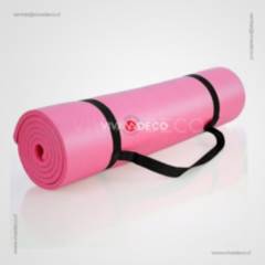 UNIVERSAL - Yoga Mat Pilates Nbr Fitness 10 MM + STRAP - ROSADO
