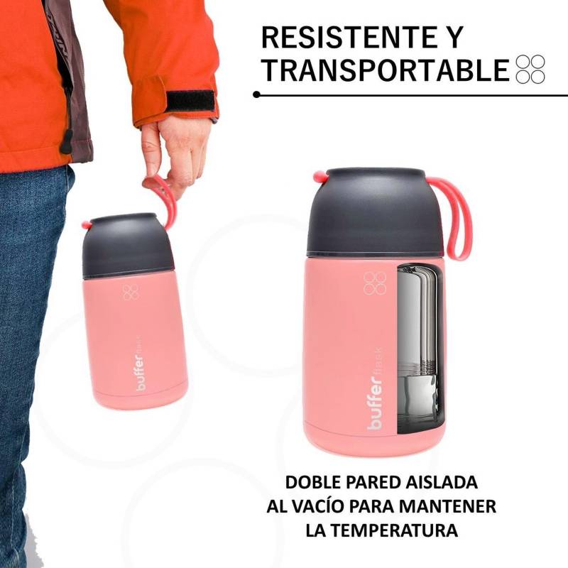 BUFFER FLASK Termo Comida y Liquido Buffer Niño Niña 340ml + Cuchara - Rosa