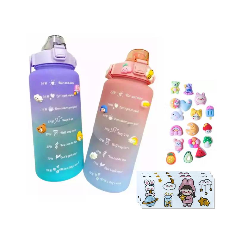 Botellas De Agua Motivacional 2 Litro + Sticker De Regalo