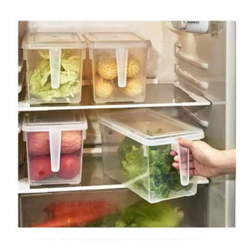 GENERICO Set de 4 Organizador Refrigerador Transparente Con Tapa Y Mango