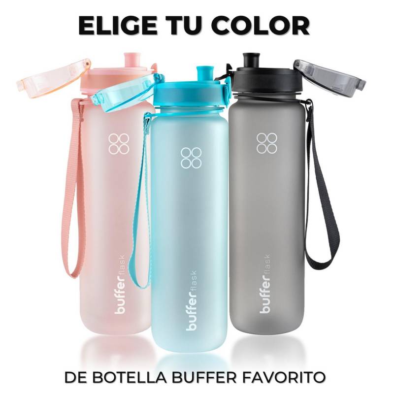 BUFFER FLASK Botella Agua Dep Ciclismo Gym Buffer Colador Funda - Negro