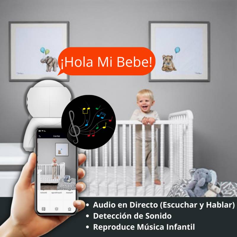 Cámara Wifi Inteligente, Monitor Bebe Full Hd Motorizad