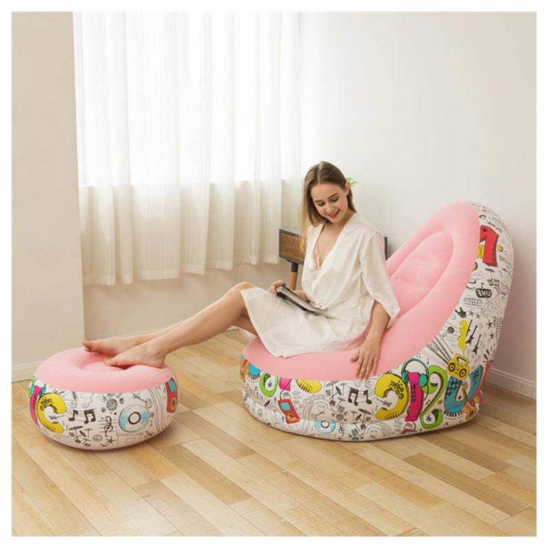 GENERICO Sillon Inflable mas Puff - Rosa