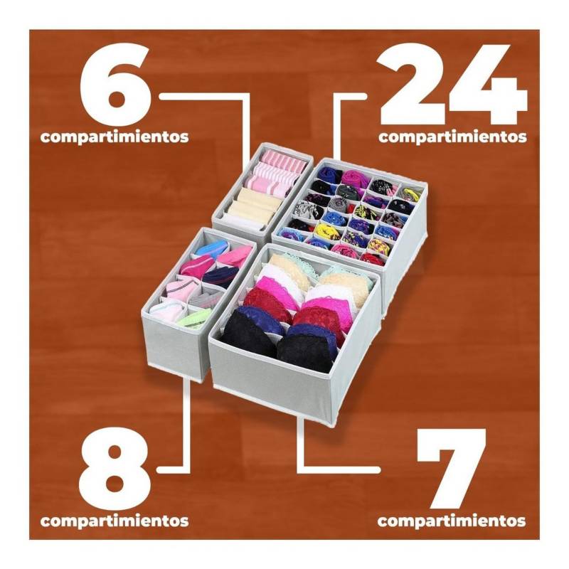 GENERICA Set 4 Organizador de ropa interior 4 piezas plegable para closet |  