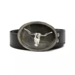 VAGOCH DESIGN - Cinturón de cuero Toro plata negro para mujer