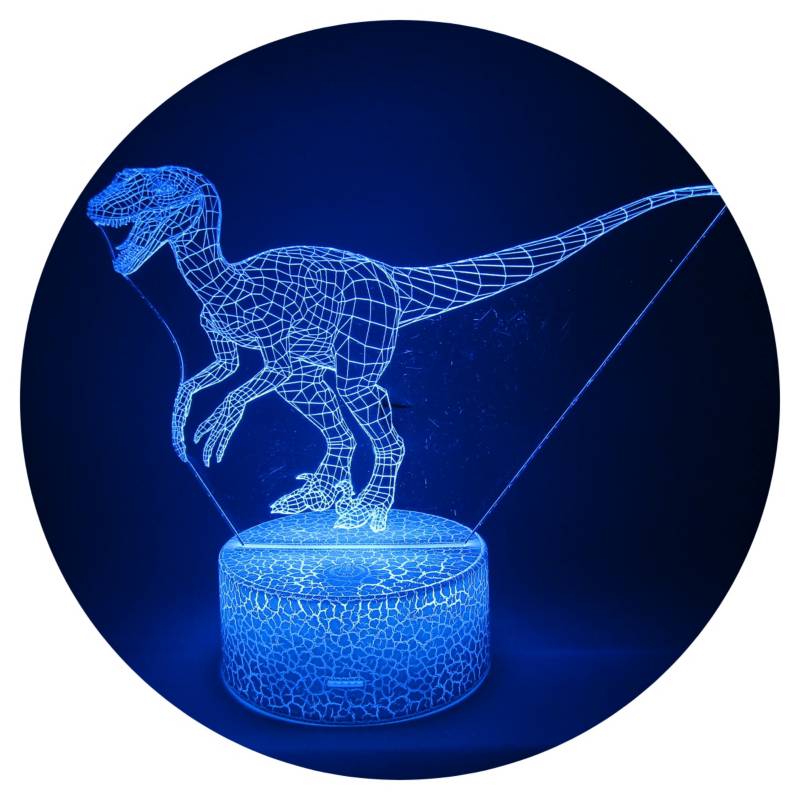 3DILUTION - Lámpara Ilusión 3d Tiranosaurio Rex Base Agrietada