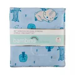 BAMBINO - Set de sábanas azules para cuna de bebé