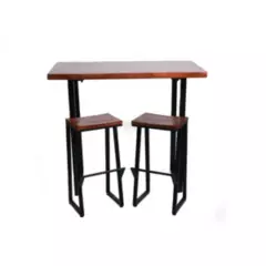 NECTAR - Set mesa de bar madera de teca 3 piezas
