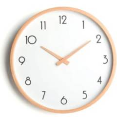 ESHOPANGIE - Reloj De Muralla Redondo Madera Clara Analogo