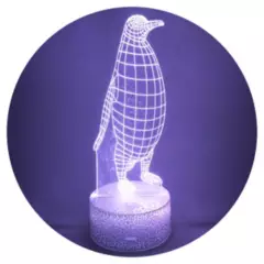 3DILUTION - Lámpara Led 3d Pinguino Animal Base Agrietada
