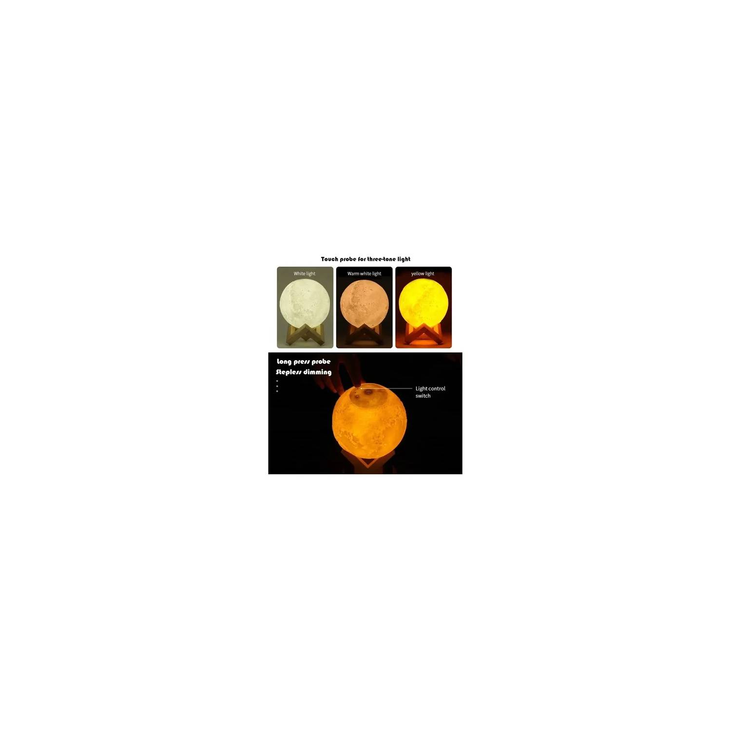 Humidificador Difusor Aromaterapia Lámpara Luna 3color 880ml - Disparo