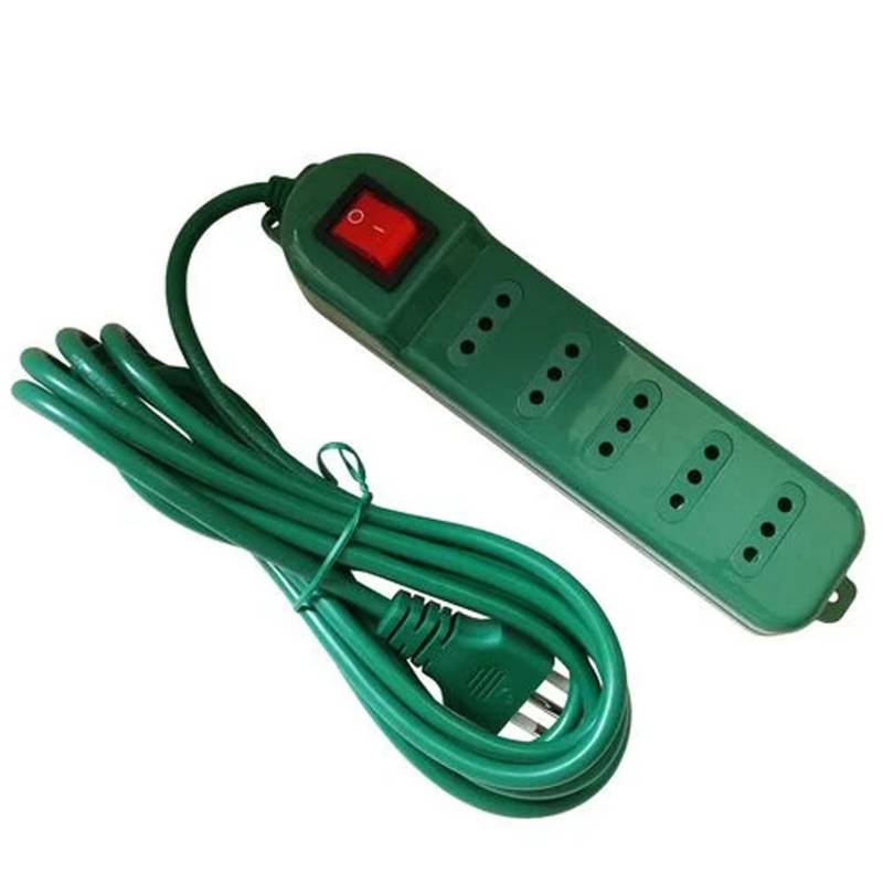 MACROTEL - Alargador con Switch 5 Tomas Color verde M3-071V- Crazygames