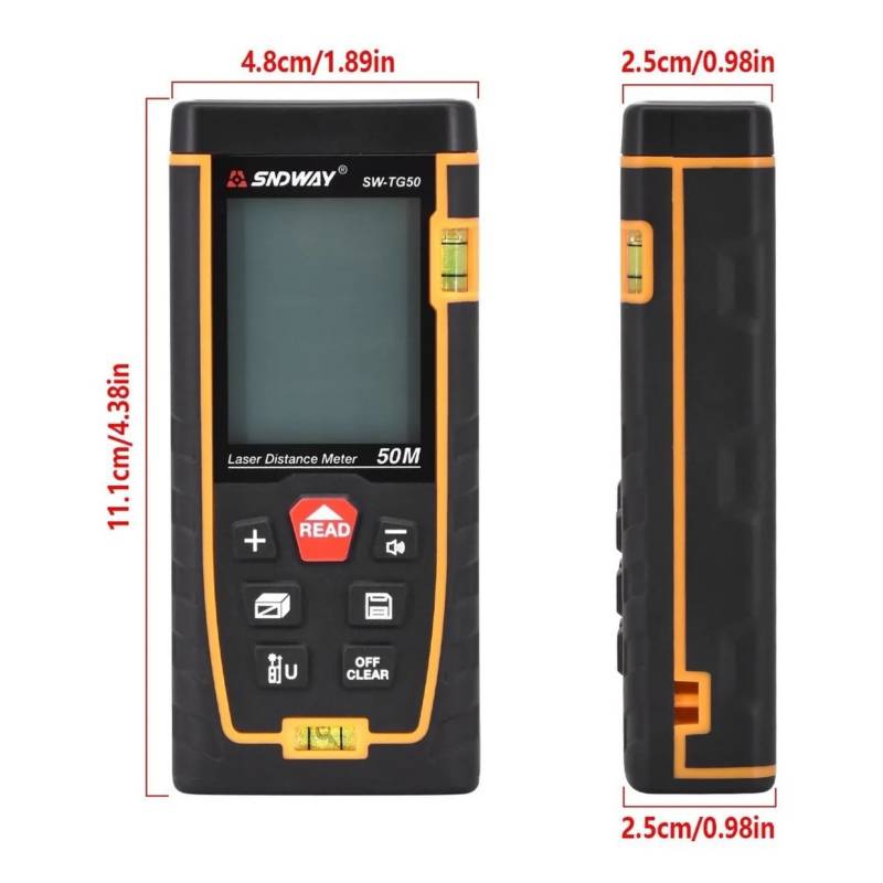 GENERICO Medidor De Distancia Laser Digital 50 Metros
