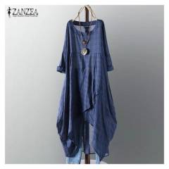 ZANZEA - Vestido Casual Holgado Zanzea para Mujer-Azul Marino
