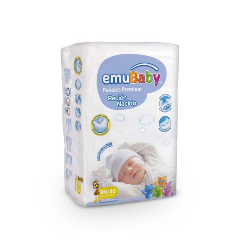 EMUBABY - Pañales Emubaby Premium - Recién Nacido (rn) - 40 Uds.